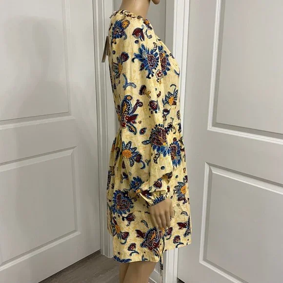 A.L.C Myra Women's Floral Long Sleeve V-Neck Mini Dress. Apricot. Size 4. Cute - Picture 11 of 15